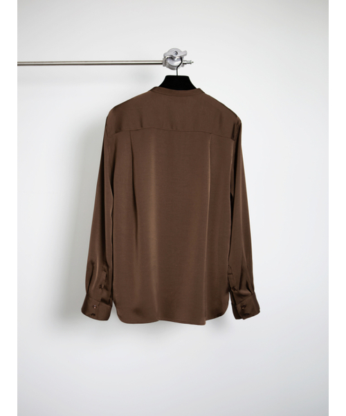 GOZER(ゴーザー)の「Espresso Band Collar Shirt_Brown(シャツ/ブラウス・メンズ・ダークブラウン・MEDIUM/LARGE)」の2枚目の写真