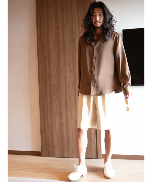 GOZER(ゴーザー)の「Espresso Band Collar Shirt_Brown(シャツ/ブラウス・メンズ・ダークブラウン・MEDIUM/LARGE)」の3枚目の写真
