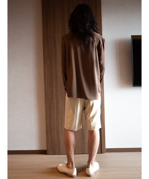 GOZER(ゴーザー)の「Espresso Band Collar Shirt_Brown(シャツ/ブラウス・メンズ・ダークブラウン・MEDIUM/LARGE)」の4枚目の写真