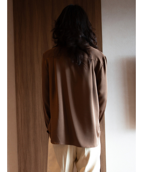 GOZER(ゴーザー)の「Espresso Band Collar Shirt_Brown(シャツ/ブラウス・メンズ・ダークブラウン・MEDIUM/LARGE)」の5枚目の写真