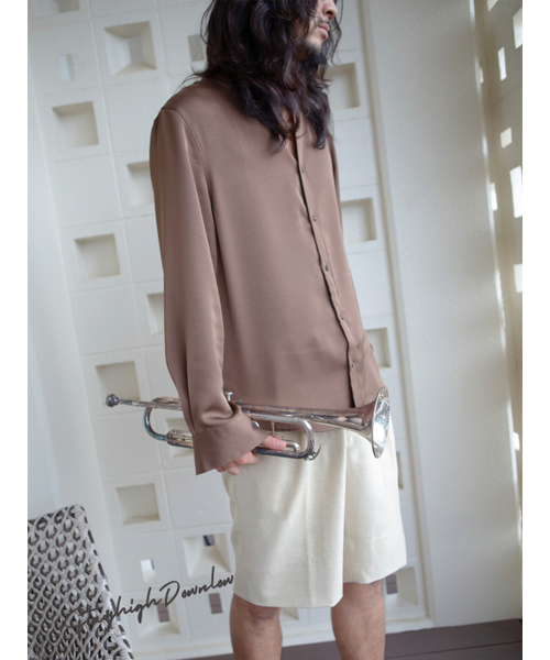 GOZER(ゴーザー)の「Espresso Band Collar Shirt_Brown(シャツ/ブラウス・メンズ・ダークブラウン・MEDIUM/LARGE)」の7枚目の写真