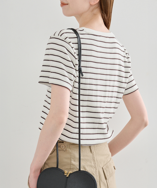 U by SPICK&SPAN(ユーバイスピックアンドスパン)の「ハリヌキリブマルチボーダーTシャツ(Tシャツ/カットソー・レディース・ブラウン/アイボリー・FREE)」の18枚目の写真