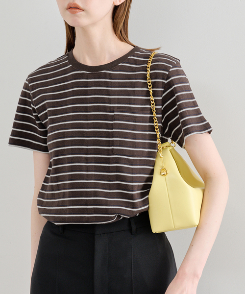 U by SPICK&SPAN(ユーバイスピックアンドスパン)の「ハリヌキリブマルチボーダーTシャツ(Tシャツ/カットソー・レディース・ブラウン/アイボリー・FREE)」の13枚目の写真