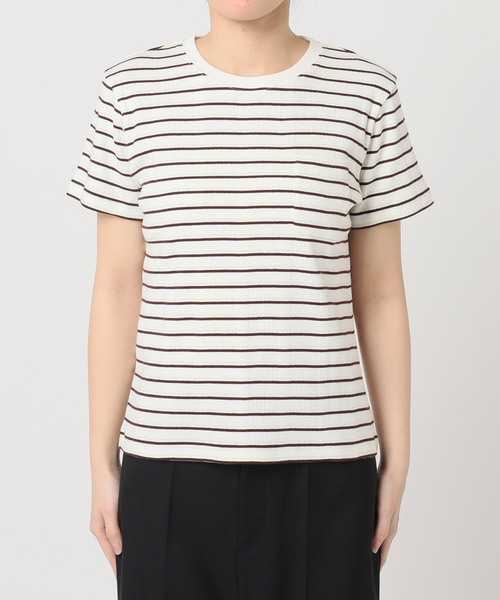 U by SPICK&SPAN(ユーバイスピックアンドスパン)の「ハリヌキリブマルチボーダーTシャツ(Tシャツ/カットソー・レディース・ブラウン/アイボリー・FREE)」の12枚目の写真