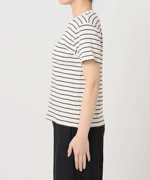 U by SPICK&SPAN(ユーバイスピックアンドスパン)の「ハリヌキリブマルチボーダーTシャツ(Tシャツ/カットソー・レディース・ブラウン/アイボリー・FREE)」の11枚目の写真