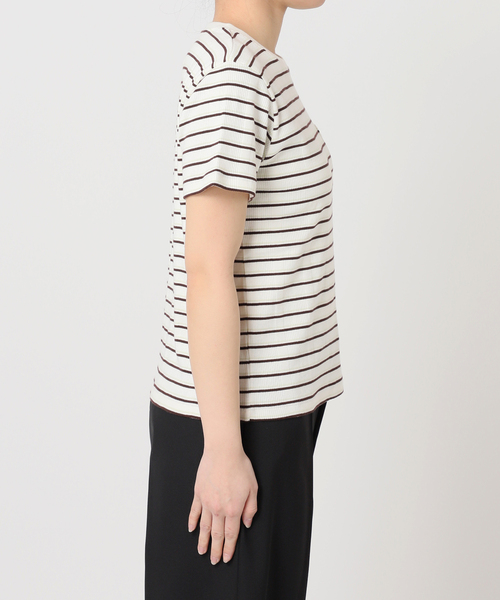 U by SPICK&SPAN(ユーバイスピックアンドスパン)の「ハリヌキリブマルチボーダーTシャツ(Tシャツ/カットソー・レディース・ブラウン/アイボリー・FREE)」の9枚目の写真