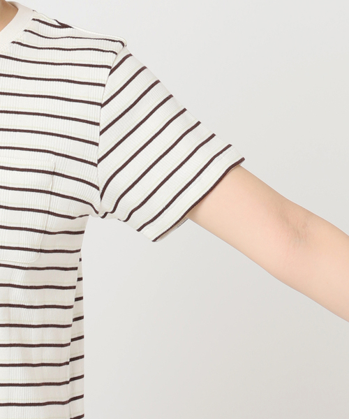 U by SPICK&SPAN(ユーバイスピックアンドスパン)の「ハリヌキリブマルチボーダーTシャツ(Tシャツ/カットソー・レディース・ブラウン/アイボリー・FREE)」の8枚目の写真