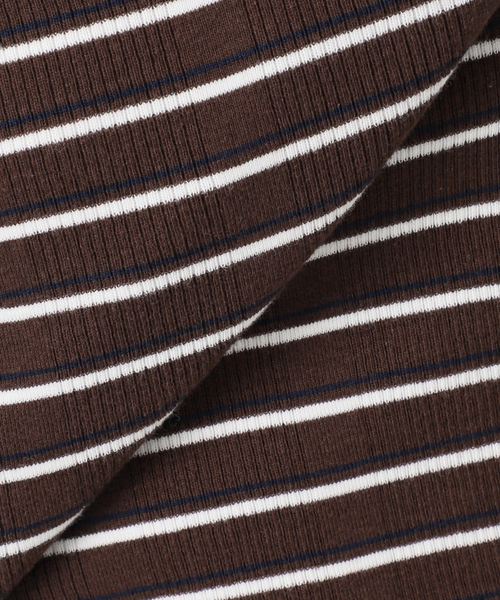 U by SPICK&SPAN(ユーバイスピックアンドスパン)の「ハリヌキリブマルチボーダーTシャツ(Tシャツ/カットソー・レディース・ブラウン/アイボリー・FREE)」の3枚目の写真