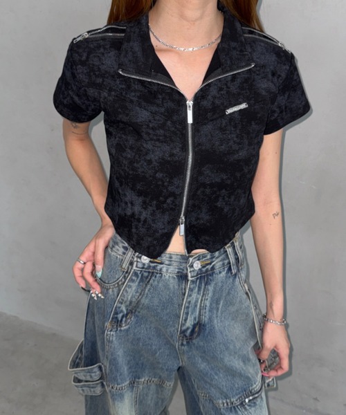 Bamm(バム)の「ハーフネックダブルジップコンパクトT(Tシャツ/カットソー・レディース・ホワイト/グレー/ブラック・FREE)」の16枚目の写真