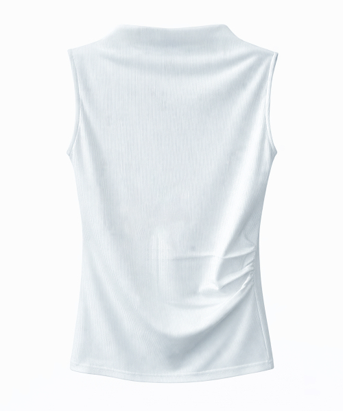 REORG（リオルグ）の「CE RIBBED SHIRRING SLEEVELESS ASH SKY BLUE（Tシャツ/カットソー・レディース・その他・SMALL/MEDIUM）」の4枚目の写真