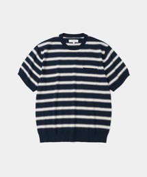 stripe crew neck s/s knit navy