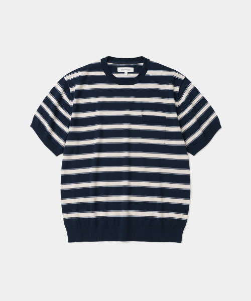 UNIFORM BRIDGE(ユニフォームブリッジ)の「stripe crew neck s/s knit navy(Tシャツ/カットソー・メンズ・その他・MEDIUM/LARGE/X-LARGE/XX-LARGE)」の1枚目の写真
