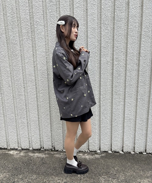 merrylatte（メリーラテ）の「FLOWER JACKET【IROHANI】（テーラードジャケット・レディース・ネイビー/グレー・FREE）」の5枚目の写真