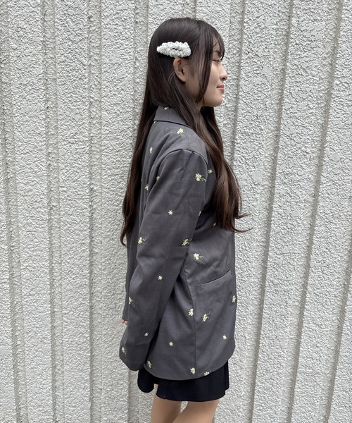 merrylatte（メリーラテ）の「FLOWER JACKET【IROHANI】（テーラードジャケット・レディース・ネイビー/グレー・FREE）」の9枚目の写真