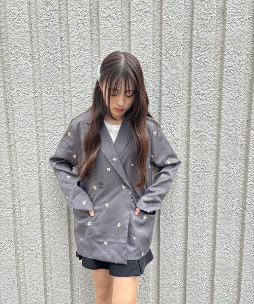 merrylatte（メリーラテ）の「FLOWER JACKET【IROHANI】（テーラードジャケット・レディース・ネイビー/グレー・FREE）」の12枚目の写真