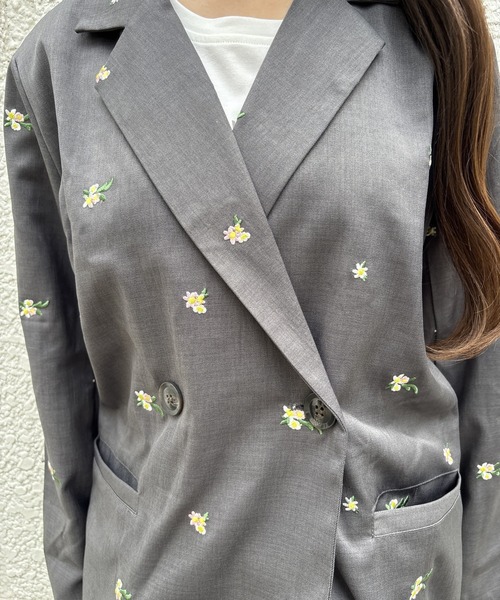 merrylatte（メリーラテ）の「FLOWER JACKET【IROHANI】（テーラードジャケット・レディース・ネイビー/グレー・FREE）」の13枚目の写真