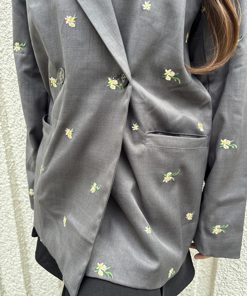 merrylatte（メリーラテ）の「FLOWER JACKET【IROHANI】（テーラードジャケット・レディース・ネイビー/グレー・FREE）」の14枚目の写真