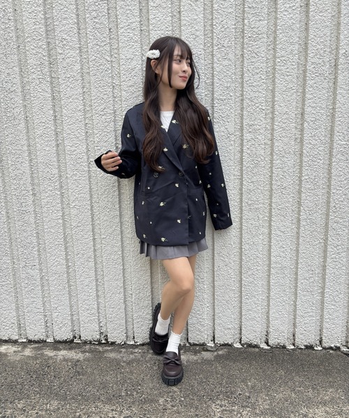 merrylatte（メリーラテ）の「FLOWER JACKET【IROHANI】（テーラードジャケット・レディース・ネイビー/グレー・FREE）」の15枚目の写真