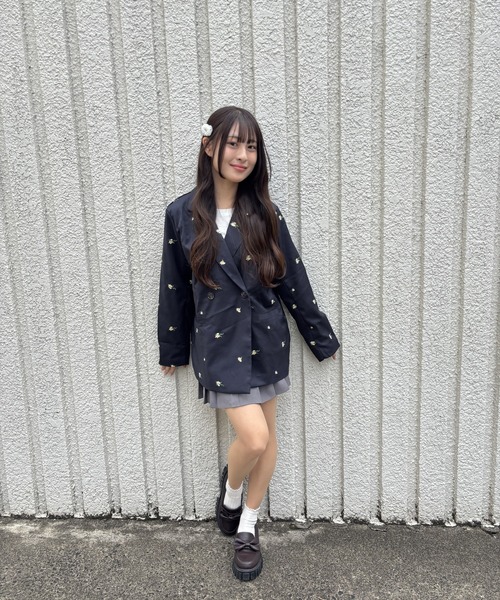 merrylatte（メリーラテ）の「FLOWER JACKET【IROHANI】（テーラードジャケット・レディース・ネイビー/グレー・FREE）」の16枚目の写真