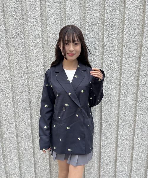 merrylatte（メリーラテ）の「FLOWER JACKET【IROHANI】（テーラードジャケット・レディース・ネイビー/グレー・FREE）」の19枚目の写真