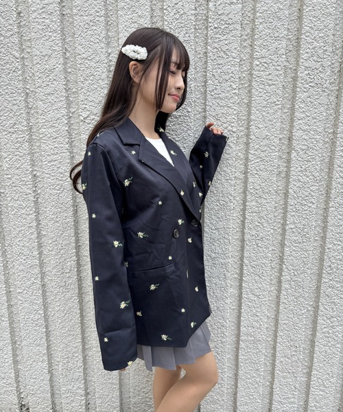 merrylatte（メリーラテ）の「FLOWER JACKET【IROHANI】（テーラードジャケット・レディース・ネイビー/グレー・FREE）」の20枚目の写真