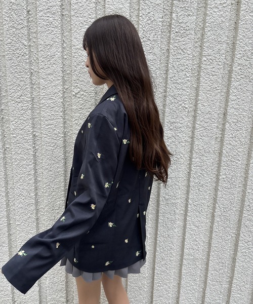 merrylatte（メリーラテ）の「FLOWER JACKET【IROHANI】（テーラードジャケット・レディース・ネイビー/グレー・FREE）」の22枚目の写真