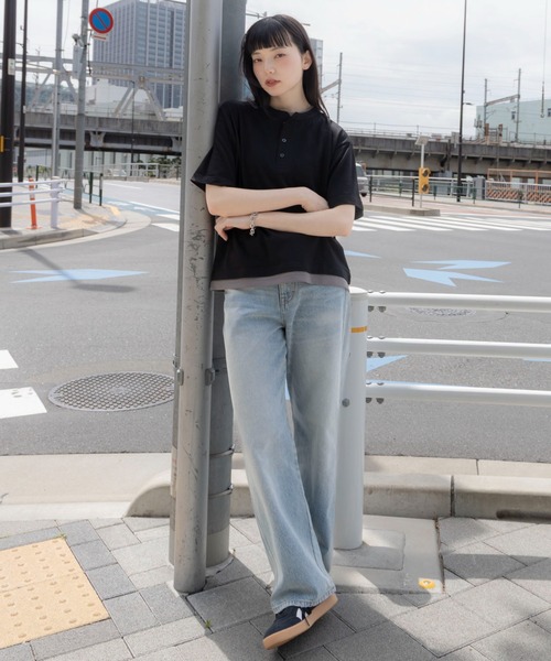 WEGO(ウィゴー)の「WEGO/フェイクレイヤードヘンリーネックT(Tシャツ/カットソー・メンズ・ライトベージュ/ブラック・MEDIUM/LARGE)」の19枚目の写真