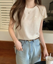 ボーダーTシャツ レディース 配色ネック 半袖 カットソー 細ボーダー