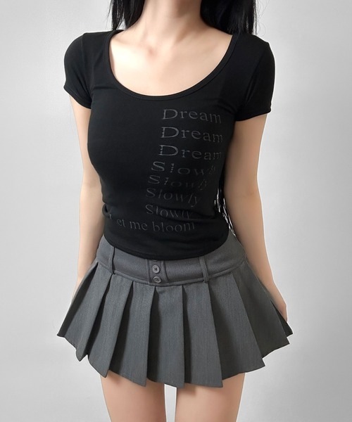 FOLLOWIN(フォロウィン)の「【4COLOR】くびれ見えレタリング コンパクトTシャツ(Tシャツ/カットソー・レディース・ホワイト/グレー/ピンク/ブラック・FREE)」の15枚目の写真