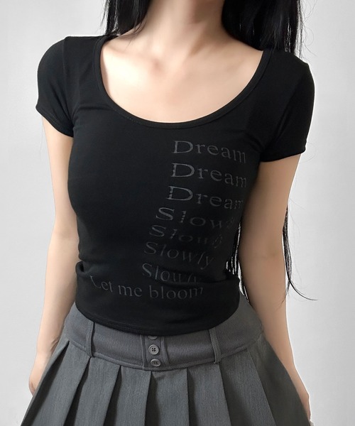 FOLLOWIN(フォロウィン)の「【4COLOR】くびれ見えレタリング コンパクトTシャツ(Tシャツ/カットソー・レディース・ホワイト/グレー/ピンク/ブラック・FREE)」の16枚目の写真