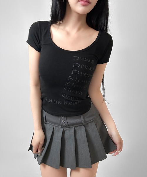 FOLLOWIN(フォロウィン)の「【4COLOR】くびれ見えレタリング コンパクトTシャツ(Tシャツ/カットソー・レディース・ホワイト/グレー/ピンク/ブラック・FREE)」の17枚目の写真