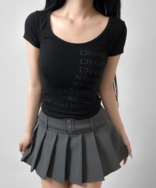FOLLOWIN(フォロウィン)の「【4COLOR】くびれ見えレタリング コンパクトTシャツ(Tシャツ/カットソー・レディース・ホワイト/グレー/ピンク/ブラック・FREE)」の18枚目の写真
