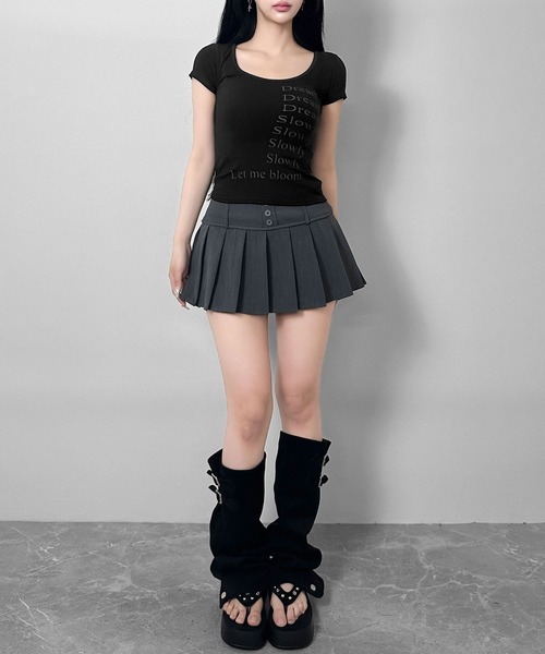 FOLLOWIN(フォロウィン)の「【4COLOR】くびれ見えレタリング コンパクトTシャツ(Tシャツ/カットソー・レディース・ホワイト/グレー/ピンク/ブラック・FREE)」の19枚目の写真