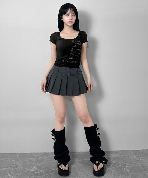 FOLLOWIN(フォロウィン)の「【4COLOR】くびれ見えレタリング コンパクトTシャツ(Tシャツ/カットソー・レディース・ホワイト/グレー/ピンク/ブラック・FREE)」の22枚目の写真