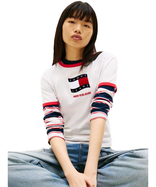 tommy jeans(トミー ジーンズ)の「プリントショートスリーブTシャツ(Tシャツ/カットソー・レディース・マルチ/ピンク/ホワイト・SMALL/MEDIUM/X-SMALL/LARGE)」の14枚目の写真