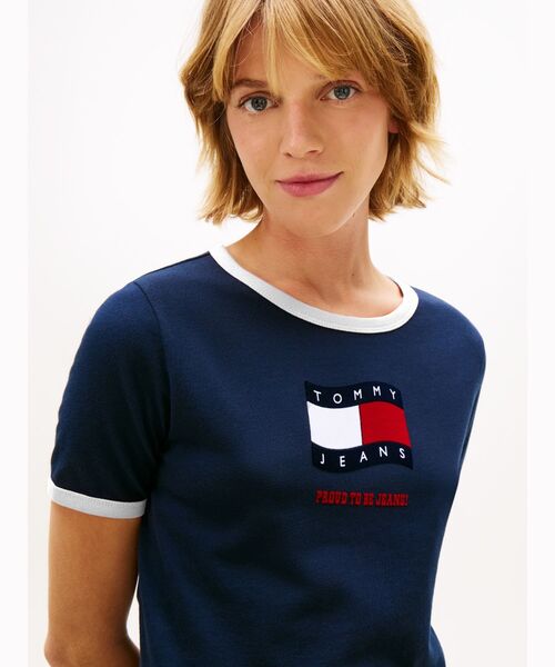 tommy jeans(トミー ジーンズ)の「プリントショートスリーブTシャツ(Tシャツ/カットソー・レディース・マルチ/ピンク/ホワイト・SMALL/MEDIUM/X-SMALL/LARGE)」の6枚目の写真
