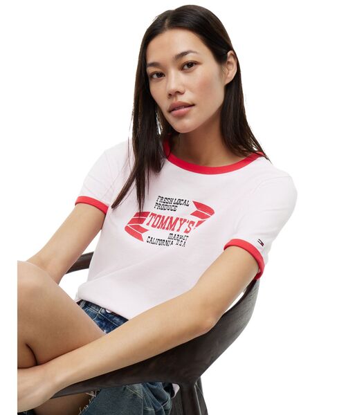 tommy jeans(トミー ジーンズ)の「プリントショートスリーブTシャツ(Tシャツ/カットソー・レディース・マルチ/ピンク/ホワイト・SMALL/MEDIUM/X-SMALL/LARGE)」の10枚目の写真
