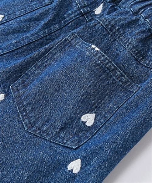 QUNTSTYLE（キュントスタイル）の「ハート刺しゅうデニムワイドパンツ（デニムパンツ・キッズ・ブラック/ネイビー/サックスブルー・150/140/130/120/110/100/160）」の19枚目の写真