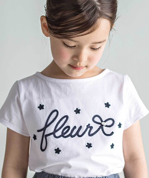 Tartine et Chocolat(タルティーヌエショコラ)の「ベア天竺 ロープ刺しゅうロゴTシャツ(90~140cm)(Tシャツ/カットソー・キッズ・ブルー/ホワイト・130cm/140cm/120cm/110cm)」の11枚目の写真