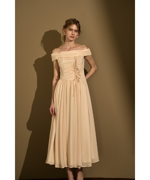 ERADIE エラディエ オフショルアシメトリードレープワンピース Asymmetric Off-Shoulder Drape One Piece オフショルアシメトリー
