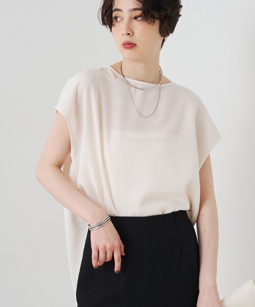 Rouge vif（ルージュヴィフ）の「カラミメッシュプルオーバー/ブラウス/日本製（シャツ/ブラウス・レディース・ネイビー/オフホワイト・フリー）」の2枚目の写真