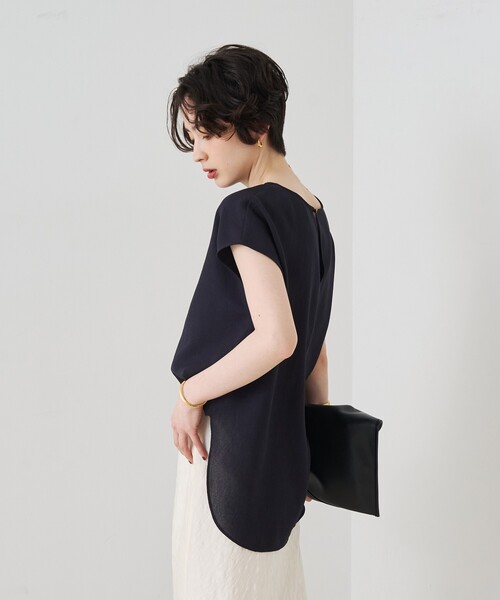 Rouge vif（ルージュヴィフ）の「カラミメッシュプルオーバー/ブラウス/日本製（シャツ/ブラウス・レディース・ネイビー/オフホワイト・フリー）」の4枚目の写真