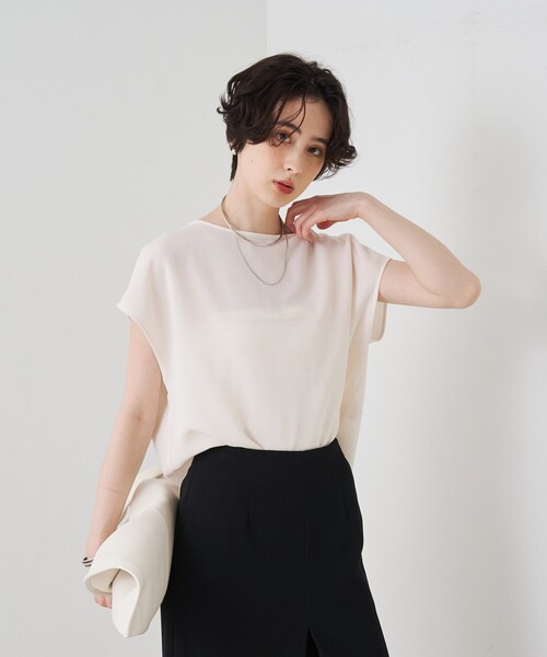 Rouge vif（ルージュヴィフ）の「カラミメッシュプルオーバー/ブラウス/日本製（シャツ/ブラウス・レディース・ネイビー/オフホワイト・フリー）」の9枚目の写真