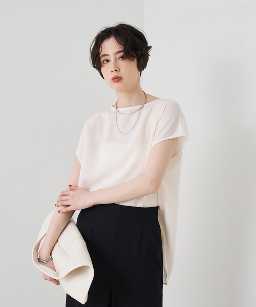 Rouge vif（ルージュヴィフ）の「カラミメッシュプルオーバー/ブラウス/日本製（シャツ/ブラウス・レディース・ネイビー/オフホワイト・フリー）」の10枚目の写真