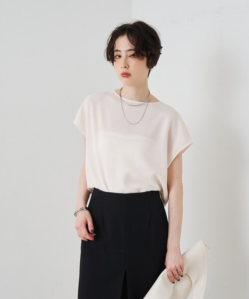 Rouge vif（ルージュヴィフ）の「カラミメッシュプルオーバー/ブラウス/日本製（シャツ/ブラウス・レディース・ネイビー/オフホワイト・フリー）」の11枚目の写真
