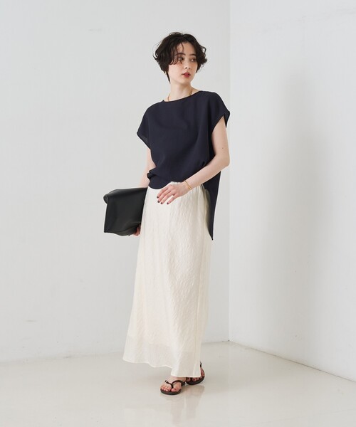 Rouge vif（ルージュヴィフ）の「カラミメッシュプルオーバー/ブラウス/日本製（シャツ/ブラウス・レディース・ネイビー/オフホワイト・フリー）」の15枚目の写真