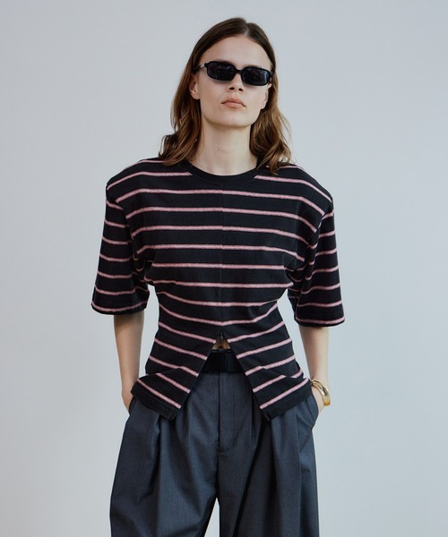 MAISON SPECIAL(メゾンスペシャル)の「Power Shoulder T-Shirt/パワショルTシャツ(Tシャツ/カットソー・レディース・チャコールグレー/ブラウン/ホワイト・FREE)」の12枚目の写真