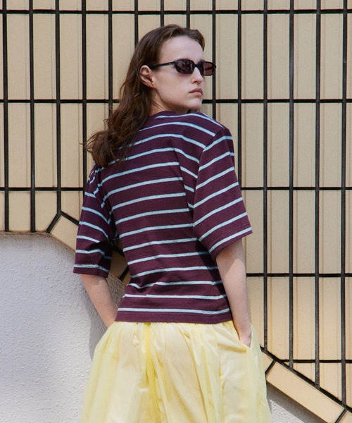 MAISON SPECIAL(メゾンスペシャル)の「Power Shoulder T-Shirt/パワショルTシャツ(Tシャツ/カットソー・レディース・チャコールグレー/ブラウン/ホワイト・FREE)」の21枚目の写真