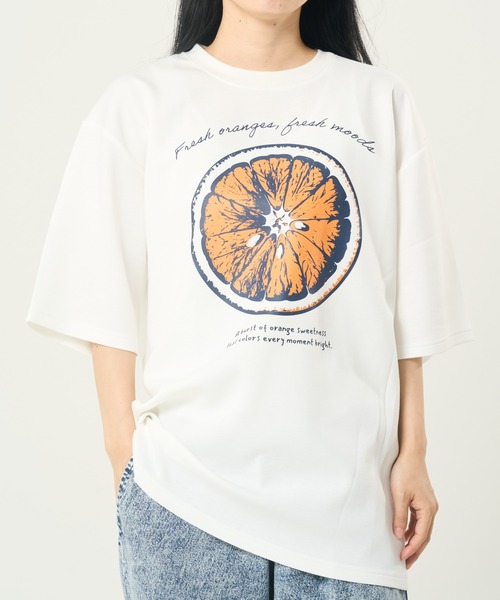 CORISCO(コリスコ)の「接触冷感フルーツ柄TEE(M1)(Tシャツ/カットソー・メンズ・ネイビー/ホワイト系1/ホワイト系2/ブラック・MEDIUM/LARGE/X-LARGE)」の1枚目の写真