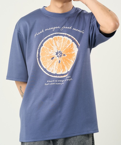 CORISCO(コリスコ)の「接触冷感フルーツ柄TEE(M1)(Tシャツ/カットソー・メンズ・ネイビー/ホワイト系1/ホワイト系2/ブラック・MEDIUM/LARGE/X-LARGE)」の4枚目の写真